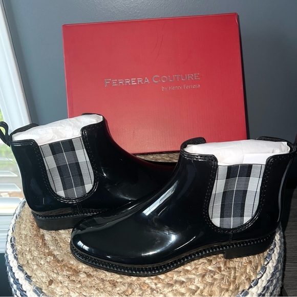 Henry Ferrera Marsala Plaid Rain Boots - Picture 1 of 7